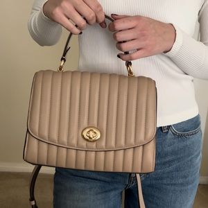 Coach Tan Purse Gold Hardware Shoulder and Crossbody Strap and Turn to Lock